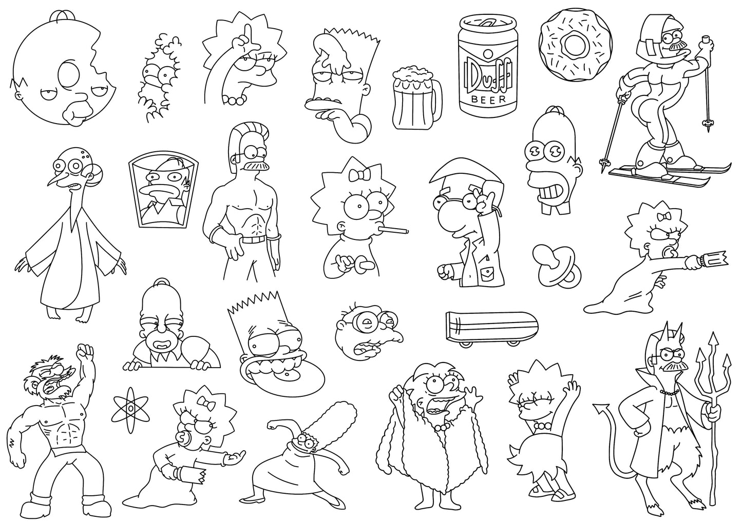 Cartoon Stencils | Ready-to-use Pre-Printed Handpoke Tattoo Transfers