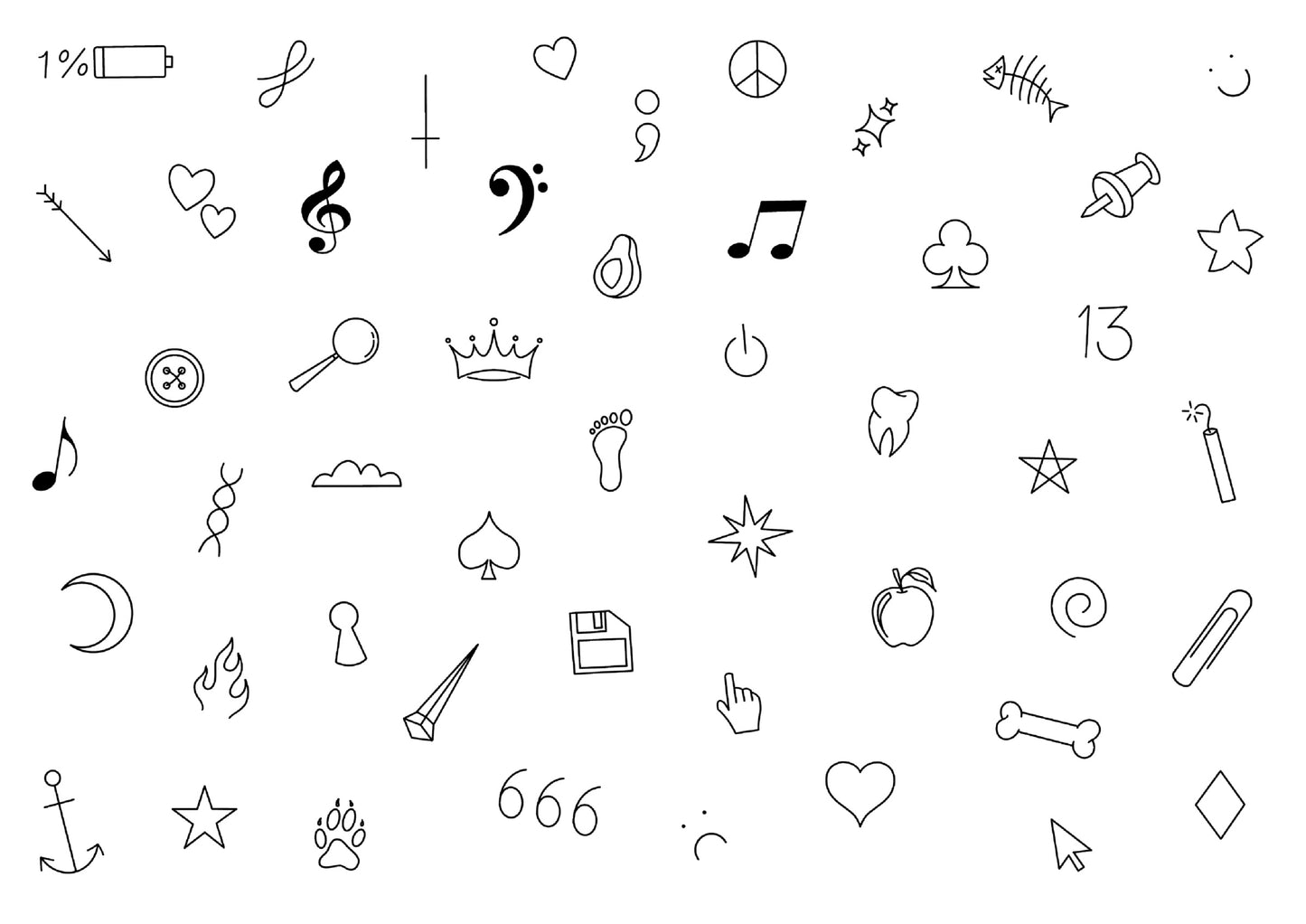 Tiny Minimalist Stencils | Ready-to-use Pre-Printed Handpoke Tattoo Transfers