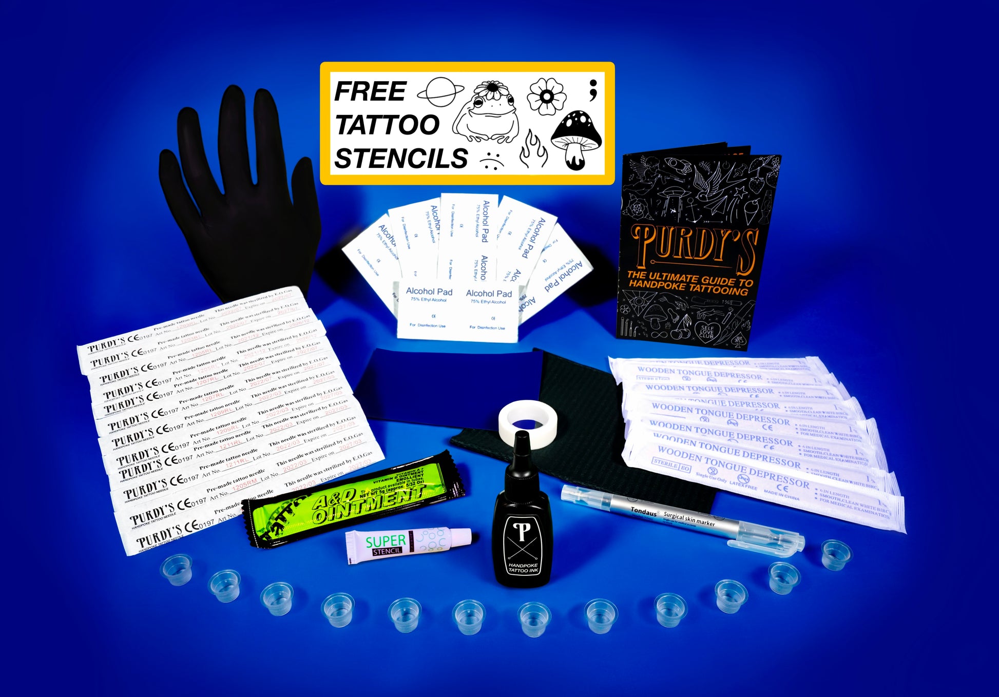 Black Traditional Tattoo Hand Needle Kit with Ink Needles