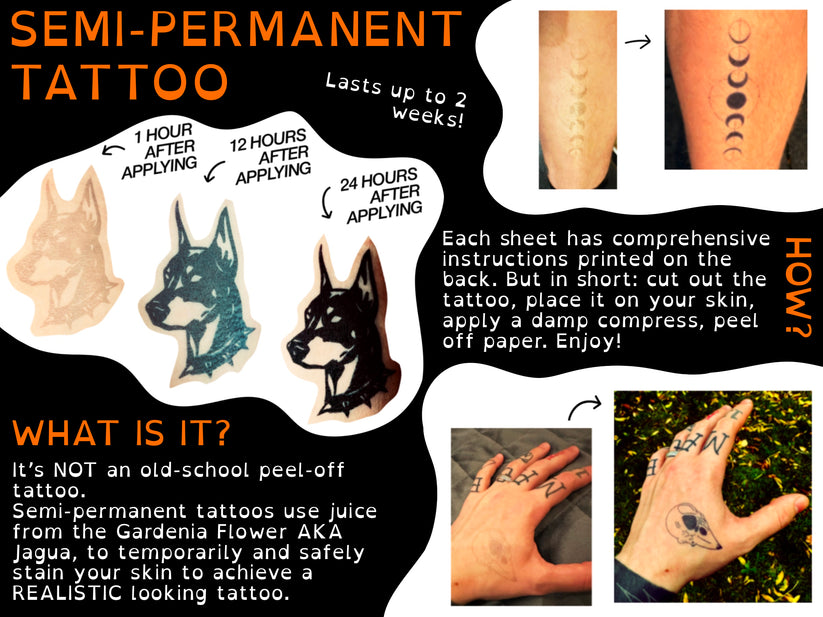 Continuous Line Drawings Semi-Permanent Tattoos – Purdy's Tattoo