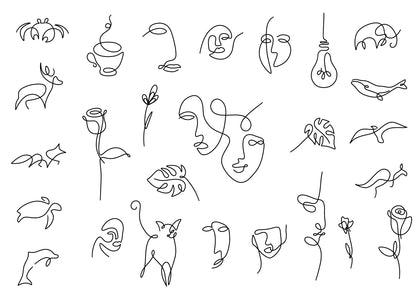 Continuous Line Drawings Stencils | Ready-to-use Pre-Printed Handpoke Tattoo Transfers