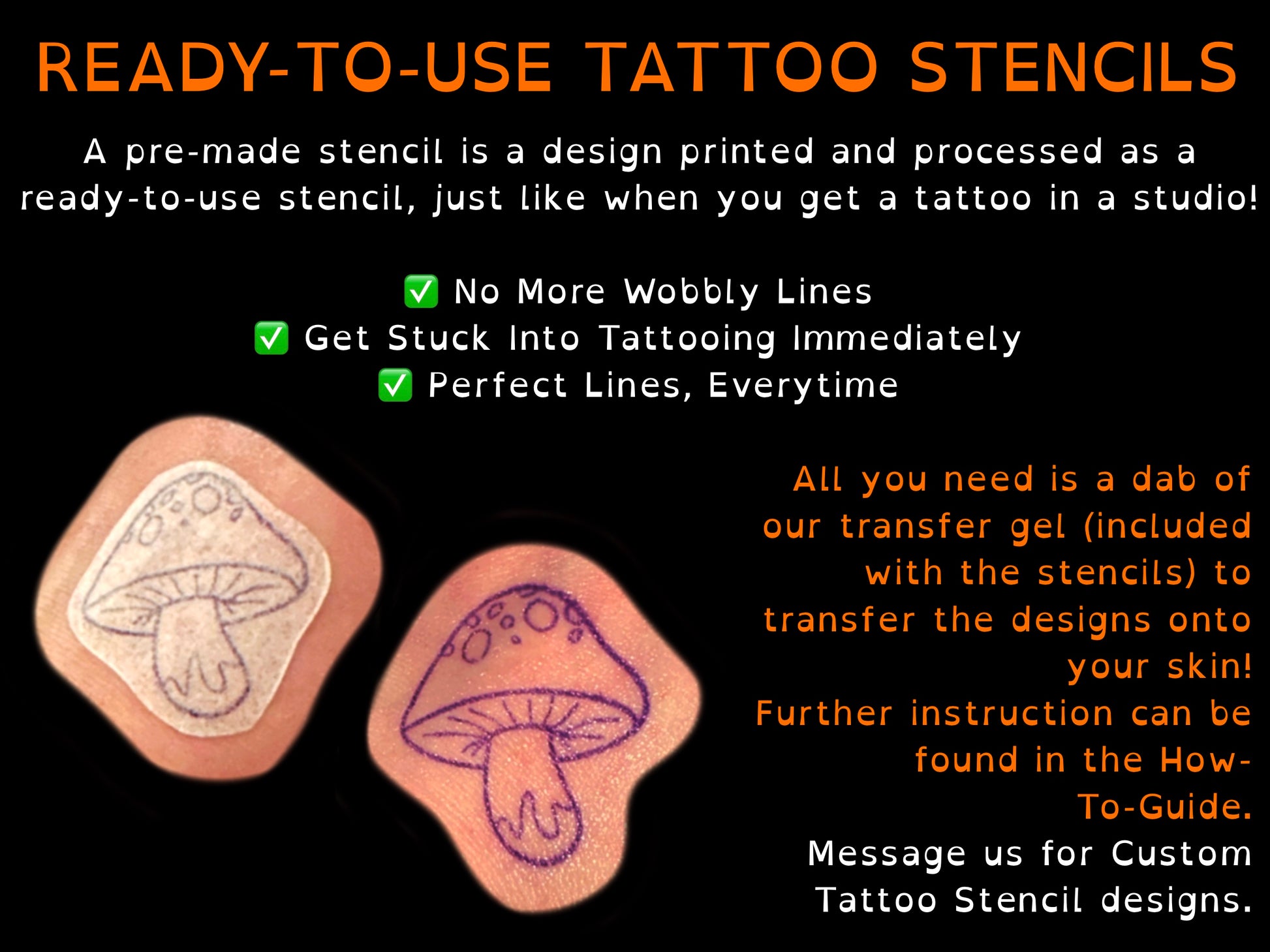Space Stencils  Ready-to-use Pre-Printed Handpoke Tattoo