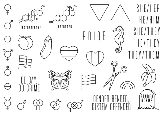 LGBTQ+ Stencils | Ready-to-use Pre-Printed Handpoke Tattoo Transfers