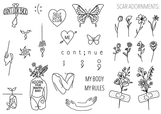 SH Prevention Stencils | Ready-to-use Pre-Printed Handpoke Tattoo Transfers