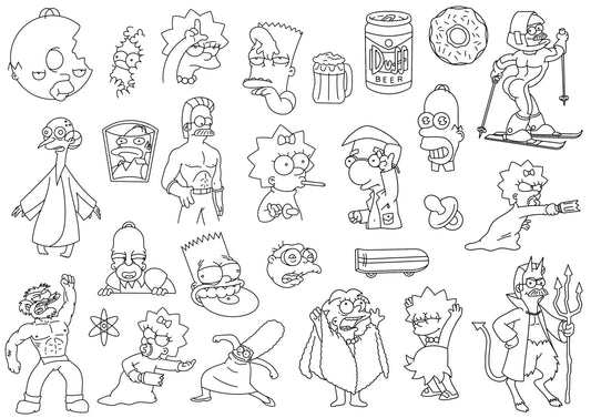 Cartoon Stencils | Ready-to-use Pre-Printed Handpoke Tattoo Transfers