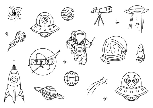 Space Stencils | Ready-to-use Pre-Printed Handpoke Tattoo Transfers