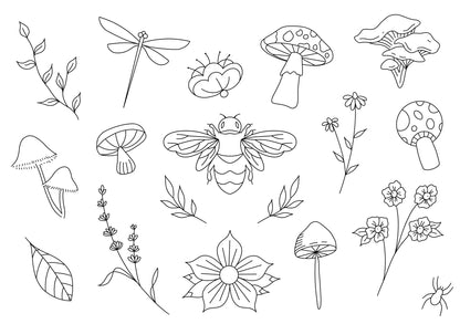 Woodland Stencils | Ready-to-use Pre-Printed Handpoke Tattoo Transfers