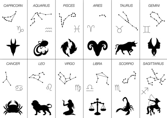 Zodiac Stencils | Ready-to-use Pre-Printed Handpoke Tattoo Transfers